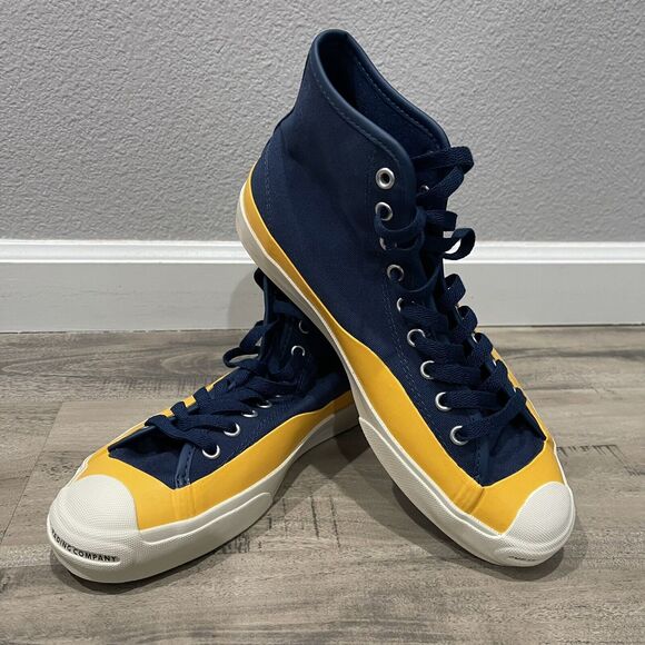 Converse Shoes Size 8 Mens Navy Yellow Pop Trading Jack Purcell Pro HighCompany - Picture 1 of 12